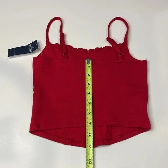 Hollister Red crop corset tank top Women juniors extra small XS ruched boning - Picture 8 of 13